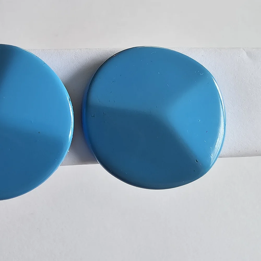 Vintage earrings clip on sky blue plastic cabochons retro